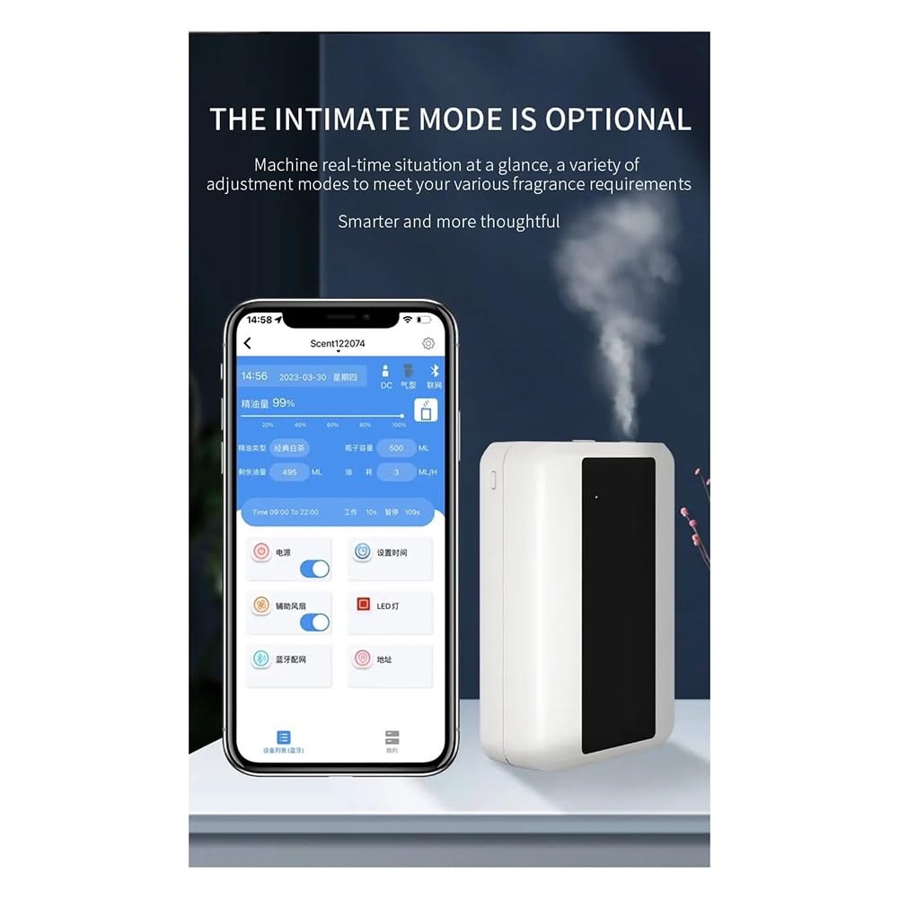 Diffusore di olio WiFi Bluetooth, profumatore automatico per camera d'albergo, diffusore per essenziali a casa, spina europea, durevole, facile da usare