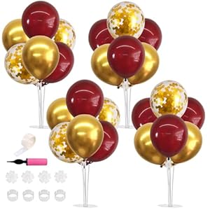 TONIFUL 4 Set Burgundy Red Gold Bal...