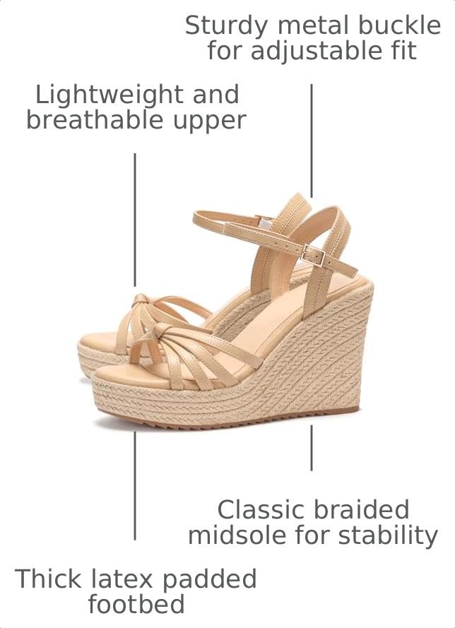 Image of VICKI.VICKI Wedges for Women Platform Sandals Wedge Heels for Sandals Comfortable Summer Espadrille Shoes Ankle Strap&Open Toe