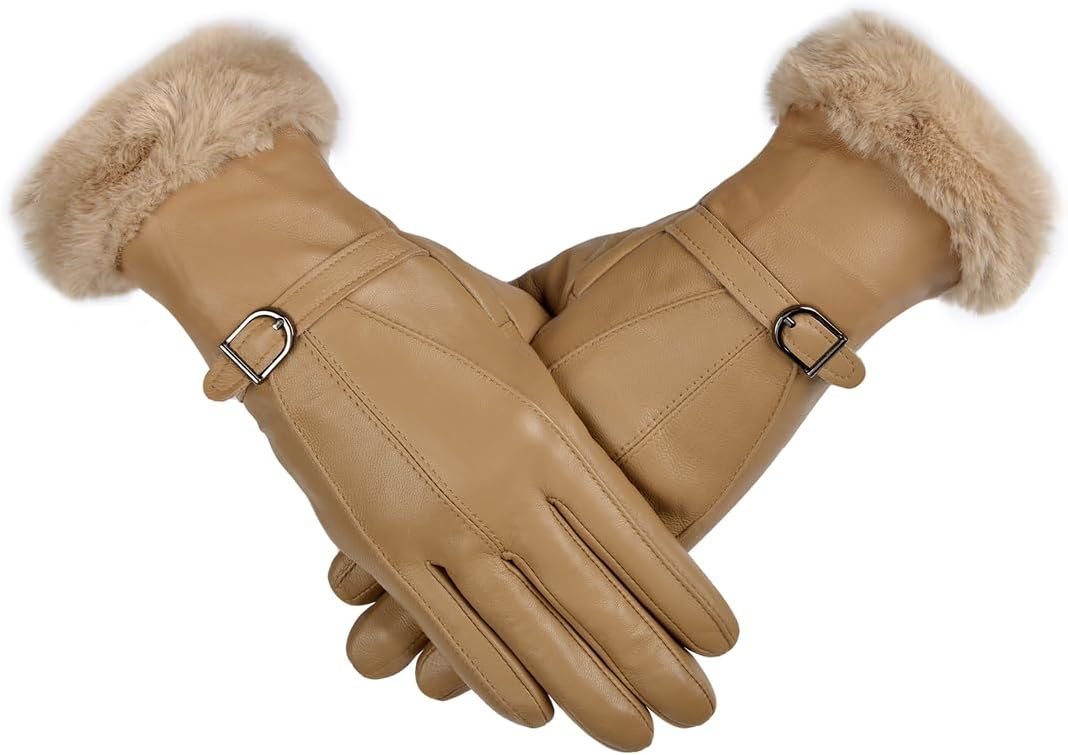Harssidanzar Leather Gloves Women's Winter Thermal Dress Gloves Fur Lined For Cold Weather SL022US - Image 4