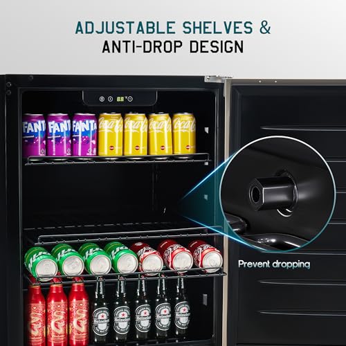 Image of Albott 24 Inch Outdoor Beverage Fridge, 5.0 Cu.Ft Beverage Refrigerator Holds 166 Cans, 32-50F Drink Cooler with IPX4 Waterproof Design, Auto-Defrost, Build-In or Freestanding for Patio & Backyard