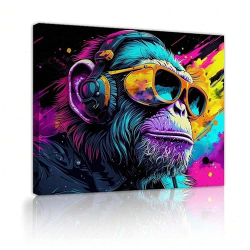 Affiche gorille graffiti pop art avec cadre grand format 60x90cm tableau mural