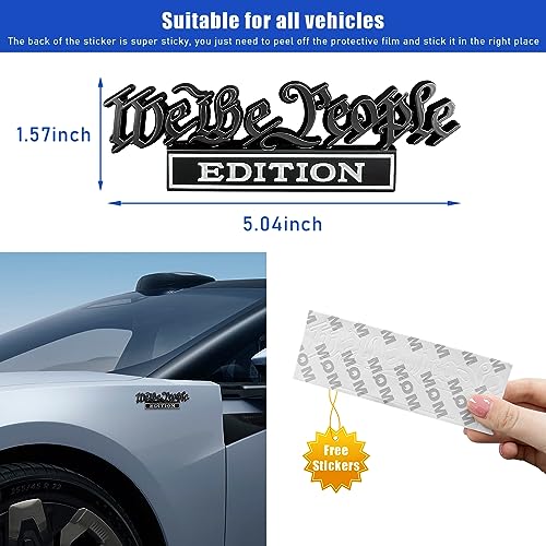 Image of Ziciner We The People Edition Emblem, 3D Metal Raised Car Fender Badge Decal with Strong Adhesive, Universal Combat Veteran Letters Sticker Replacement for Car (Black&White)