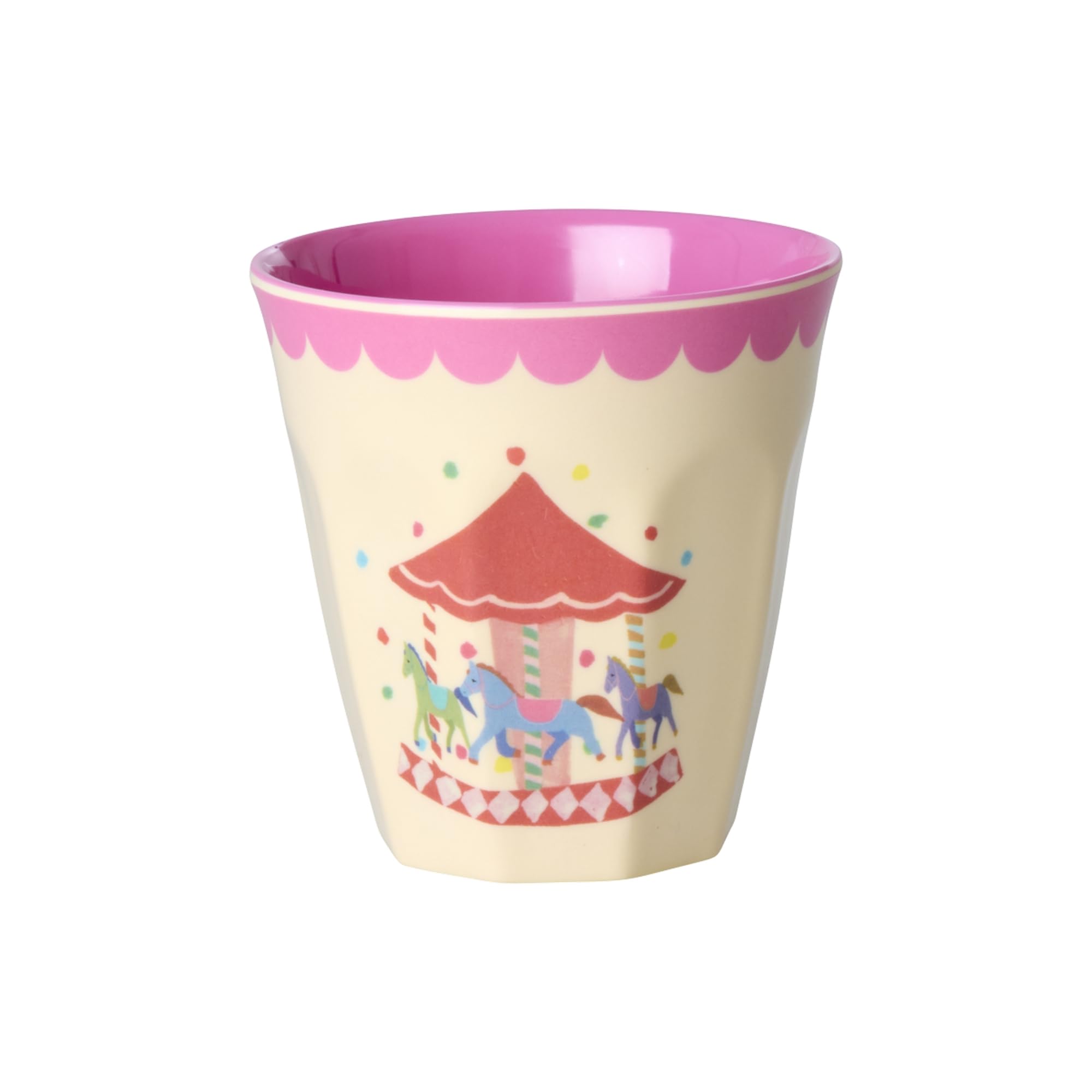 Rice kleine Melamin Becher Kinderbecher - Pink - Fun Fair Print - 6er Pack Becherset BPA-frei