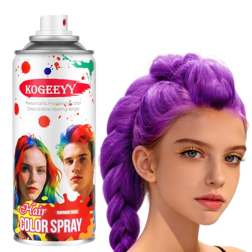 Purple Hair Spray Temporary Hair Color Spray for Kids Women Men, Washable One Time Use Hair Color Wax Dye, Natural Hair Strong Style Gel for Cosplay, Party, Christmas, Crazy Hair Day (Purple, 4.06 oz)