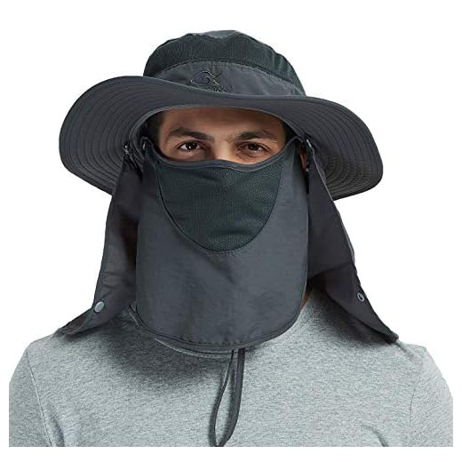 DDYOUTDOOR 07-281 Fashion Summer Outdoor Sun Protection Fishing Cap Neck Face Flap Hat Wide Brim (Dark Gray)