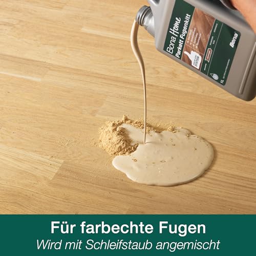 Bona Home Parkett Fugenkitt 1 L, Parkett Fugenfüller, Parkettfugenmasse, wasserbasierte Füllmasse, Holzpaste, Holzkitt, schleifbar, gute Füllkraft