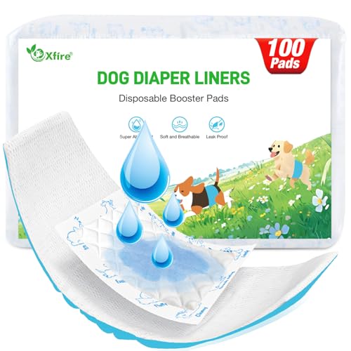 Dog Diaper Liners Booster Pads, 100ct Disposable Dog Diapers Inserts Male Female for Washable Doggie Belly Bands Wraps Covers Period Panties(Regular)