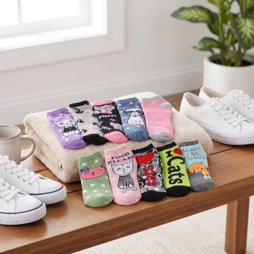 Image of Tipi Toe Women's 10 Pairs Lightweight Colorful Socks - Fun Low Cut Patterns for All-Day Comfort and Easy Everyday Style