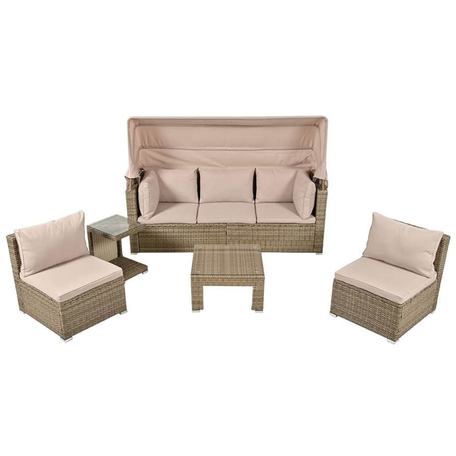 パラソル付き ガーデンファニチャー 5点 ガーデン テーブル チェアー ラタン調 Amazon.co.jp: ガーデンファニチャー 5点セット パラソル付き