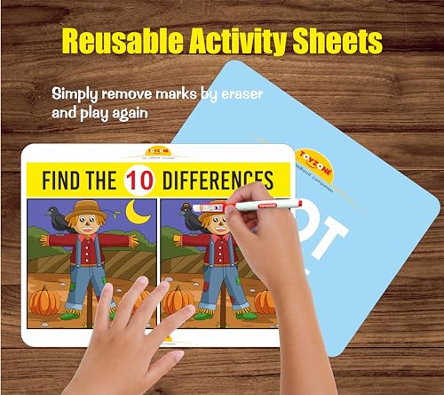 Image of Toyzone Spot The Differences | Find The Difference Game | Brain Early Learner Educational Game | Great for Home, Road Trip, Travel, Camping - Best Gift for Kids Ages 3+