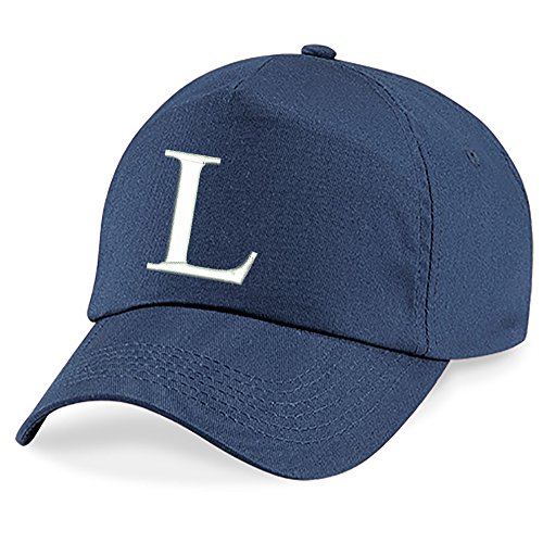 4sold Bindemütze Babymütze Jungen Mütze Kleinkindmütze Sommermütze 100% Baumwolle Mädchen Unisex Kinder Hut Kinder Kappe Navy blau Alphabet A-Z Cap
