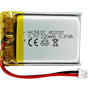 DC 3,7 V 220mAh 402030 wiederaufladbarer Lithium-Polymer-Akku, Batterieersatz für DIY-Elektronikprodukte mit 3,7–5 V, Mobile Energiespeicherleistung, LED-Leuchten、Uhr, Kopfhörer