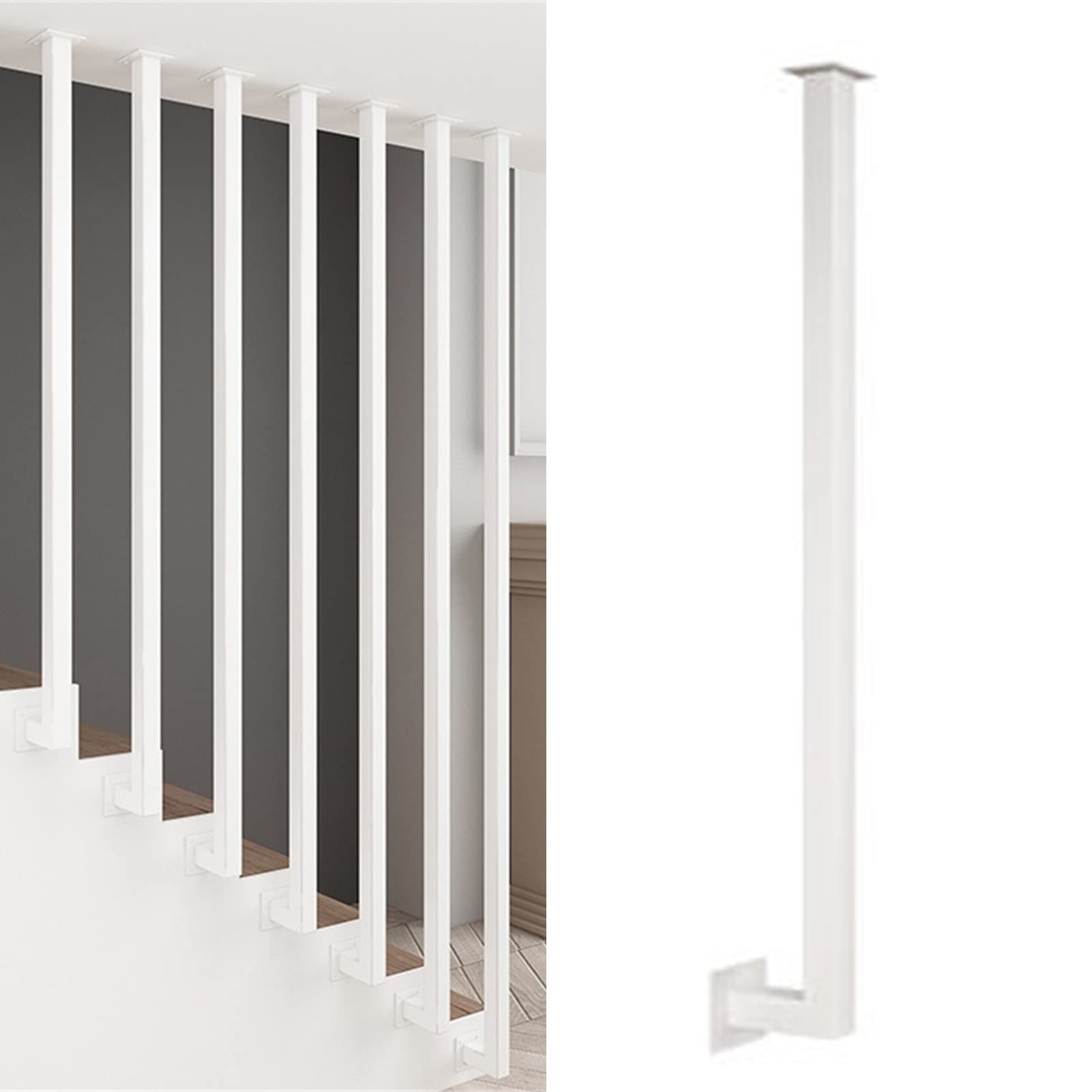 Meiiron White 1.4-4.7Ft Stairway Handrail, Metal Iron Hand Rails, 'L' Shaped Staircase Hand Railing, Used For Both Indoor And Outdoor Steps, Metal Sturdy Load-Bearing Capacity (Color : Size : 75Cm(2.4Ft
