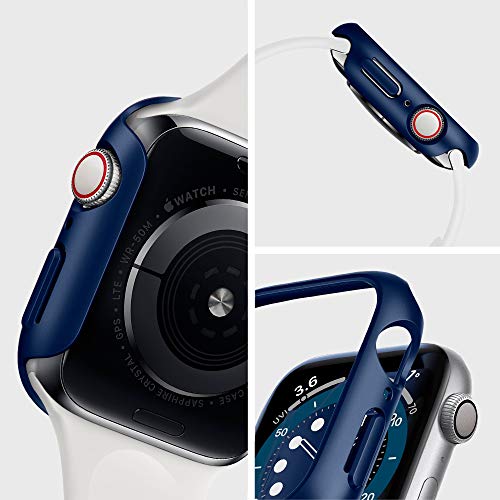 Image of Spigen Thin Fit for Apple Watch SE3 44mm Case, SE2 /SE /Series 6 /5 /4 44mm Lightweight Hard Cover Case - Metalic Blue