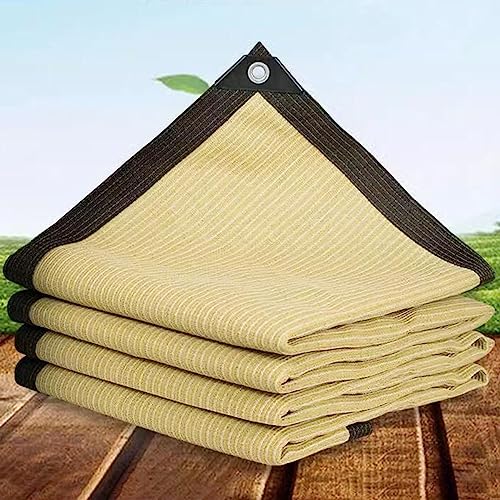 Lona de malla de protección solar para exteriores con ojales para vagón, cochera, invernadero, malla de tela para patio, 8 x 9 m, color beige