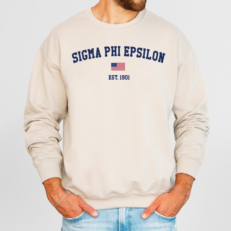 Sigma Phi Epsilon Sweatshirt - SigEp USA Flag Fraternity Crewneck Sweatshirt2