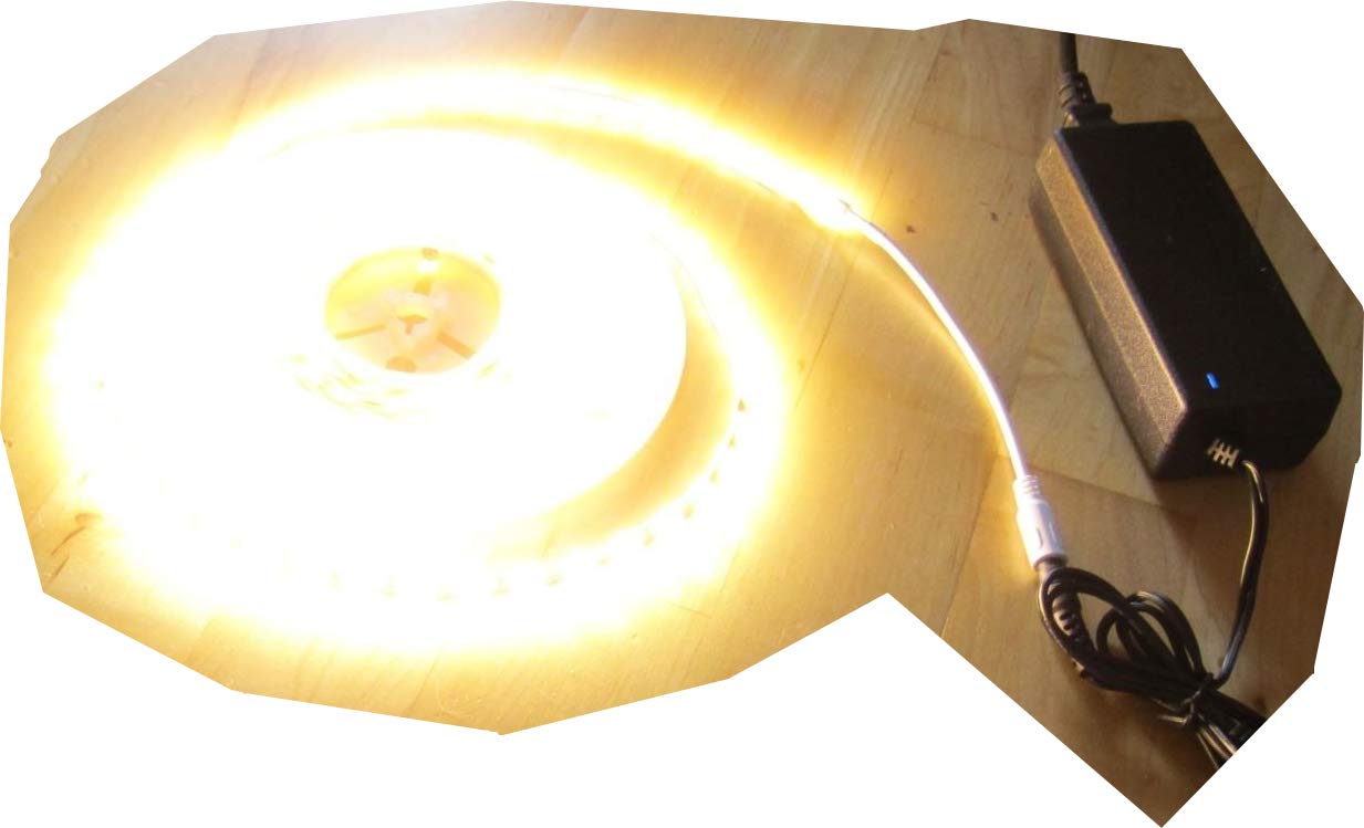 ALEOS. SET 12200 Lumen 5m X-Ultra-Highpower LED Streifen mit 600 2835 LED's warmweiß weiss superhell inkl. Netzteil 24V Pro-Serie TÜV/GS geprüft