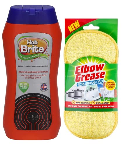 Hob Brite Hob Cleaner Cream (250 Ml), Original Ceramic, Electric, Halogen and Induction Hob Cleaner with Scrubbing Pad-Packaging May Vary
