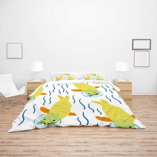 Housse de couette imprimée lions de mer mignons en tissu 100 % polyester résistant