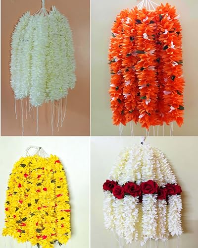 Image of Gajra For Hair Accessories Artificial Mogra Jasmine Juda Bun Scrunchies For Women Girls Pack 4 pieces (mix colour)