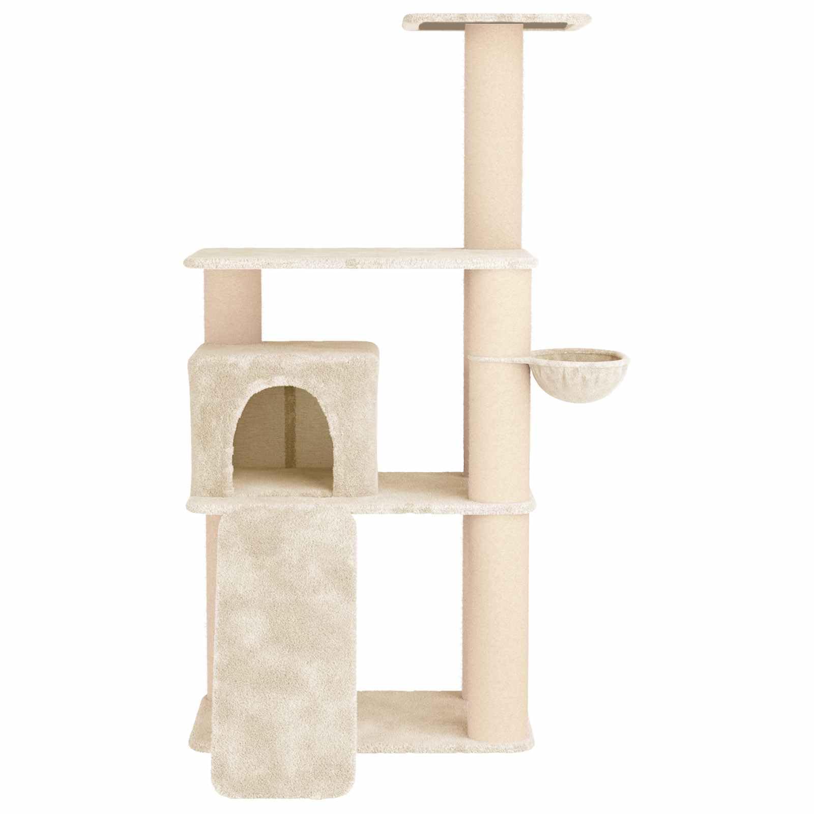 Árbol rascador para gatos con columnas rascadoras de sisal y cueva integrada de 173 cm, marco de madera estable, diseño de varios niveles, superficie de descanso acogedora, adecuado para casa