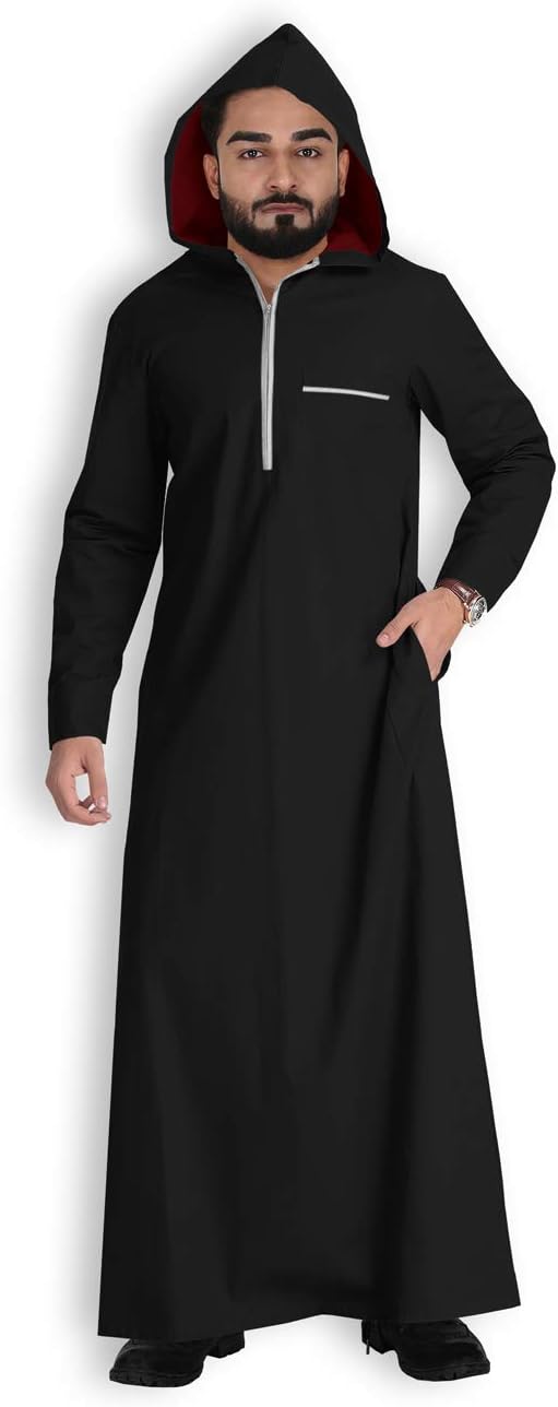Shannoh.comMen's Black Thobe Eid Ramadan S M Plus Size Islamic Long Dress
