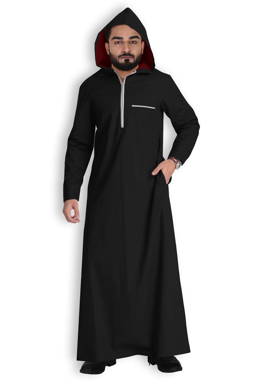 Shannoh.comMen's Black Thobe Eid Ramadan S M Plus Size Islamic Long Dress