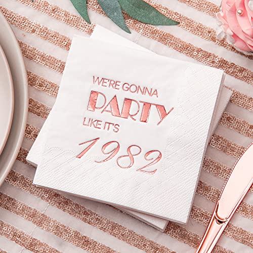 Crisky NPK038-1980GONNAPARTY-ROSEGOLD-50 40Th Birthday Cocktail Napkins Rose Gold thumb #3