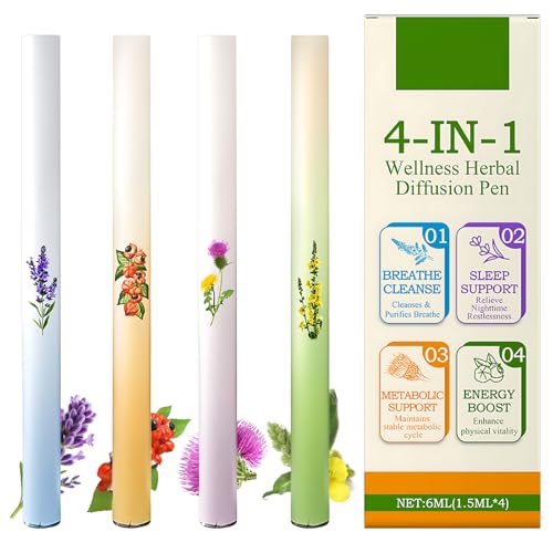 4Pcs Herbal Diffuser Pen Freshens Breath Resting Relaxation