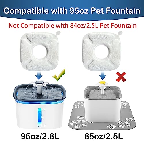 Opeth Cat Water Fountain Filter For Veken® 95Oz/2.8L Pet Water Fountain,Cat Fountain Filters Replacement Filters Contains 4 Cat Fountain Filters And 4 Sponges #TOP1