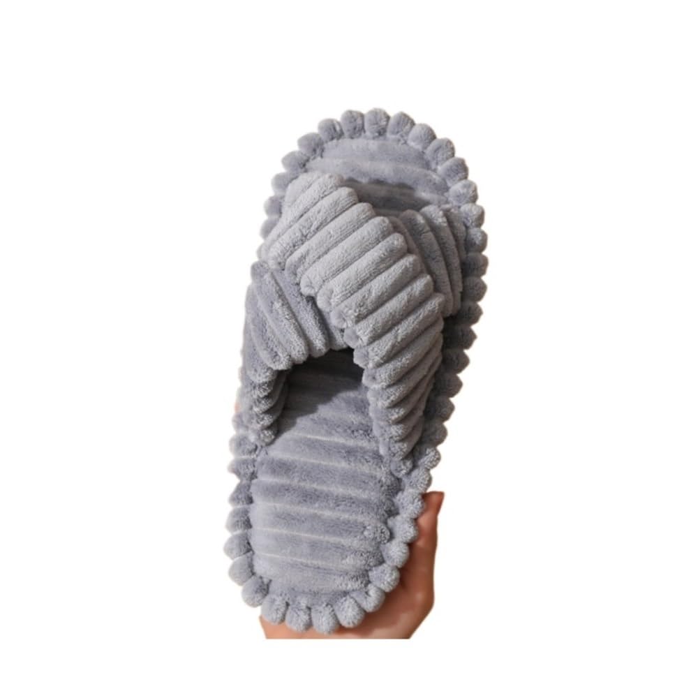 Chaussons d'intérieur doux pour femme en coton pelucheux isolant