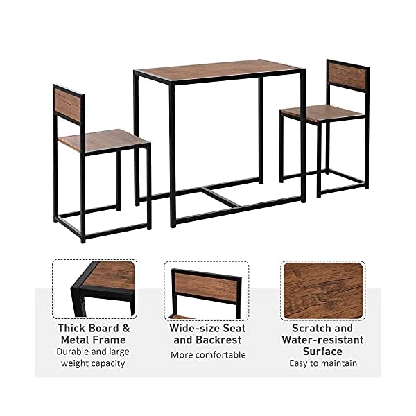 HOMCOM 3 Pcs Table Stool Set Industrial Design w/Steel Frame MDF Panels Living Room Bar Modern Furniture - Image 5