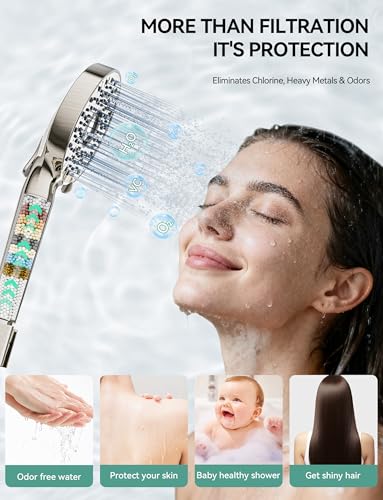 Image of Magichome Shower Head with Handheld, High Pressure 10-Spd Detachable Chrome Showerhead with Stainless Hose