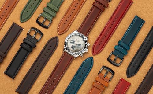 CORROPELLE Correa de Reloj de Cuero de Liberación Rápida 18mm 19mm 20mm 21mm 22mm, Correas de Reloj de Cuero Genuino Elegantes Vintage Retro de Repuesto para Hombre Mujer, Reloj y Smartwatch - imagen 9
