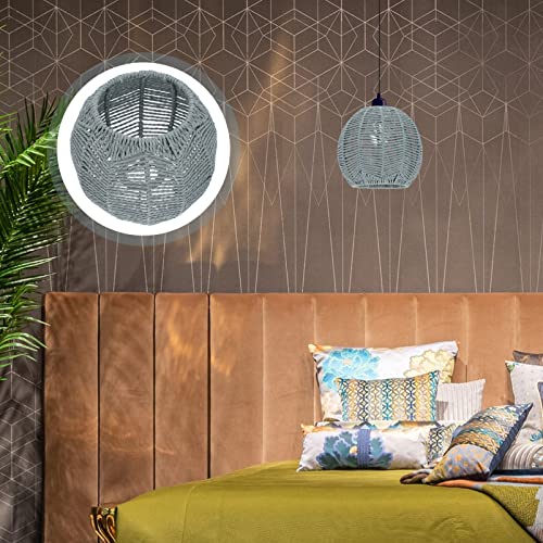Image of DOITOOL 1pc Handmade Rattan Lampshade Retro Ceiling Light Cover for Dining Room and Restaurant Woven Chandelier Shade Decorative Home Lighting Fixture