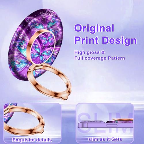 Image of Magnetic Phone Ring Holder for MagSafe Grip,[Super Magnet],Stylish 360 Rotation Cell Phone Grip Stand Finger Ring Kickstand for iPhone 17 16 15 14 Pro Max,iPad and Smartphones,Purple