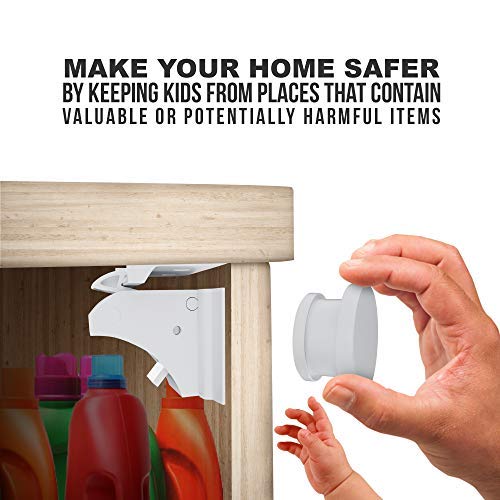 TinyPatrol 15 Locks with 3 Keys Baby Safety Cabinet Lock [EASY SET UP] Magnetic Cabinet Locks RELIABLE and DURABLE BABYPROOFING for Cabinets, Drawers [INVISIBLE LOCKS -OUTWIT SMART TODDLERS]