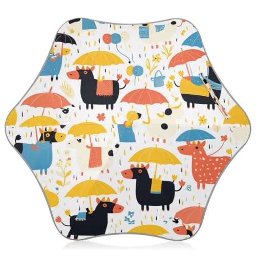 Parapluie enfant vaches pliant bouton-poussoir sécurité réfléchissante anti-UV