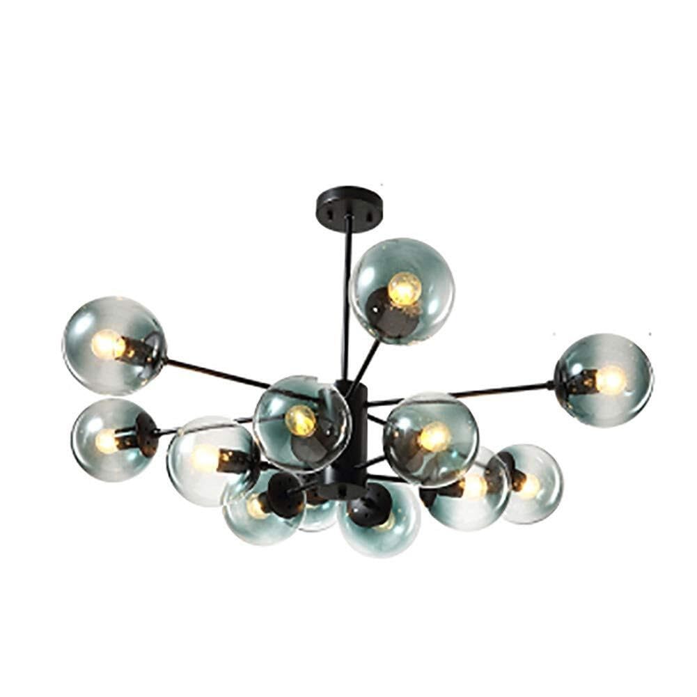 CSXSXAUO E27 Modern Chandelier Lighting Fixture Matte Black Semi Flush Mount Ceiling Light Sphel Glass Lampshade Mid Century During Light-Cognac lampshade 6 Head Decoration