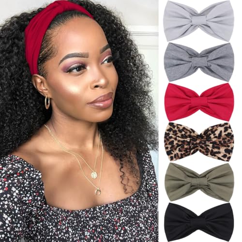 Image of Kachanaa 6 Packs New Wide Headbands for Women's Hair,Non Slip Soft Elastic Bandeau Hair Bands Makeup Yoga Workout Running Sweat Hair Wraps Fashion Hair Accessories