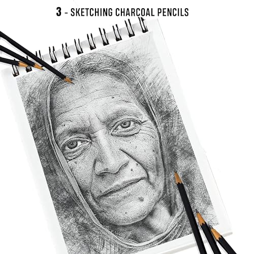 Image of DaKos Sketch Pencil Set - Drawing Pencil Set and Shading Pencil Set for Artists, with A5 Drawing Sketch Book, Perfect Sketching Kit of Charcoal Pencil and Shading Art (30 Pieces)
