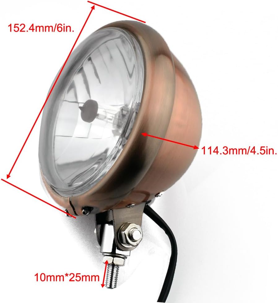 5.75" 5 3/4" Motorcycle Headlight H4 Bulb Old School Vintage Front Lamp Bottom Mounting bracket for Cafe Racer Bobber