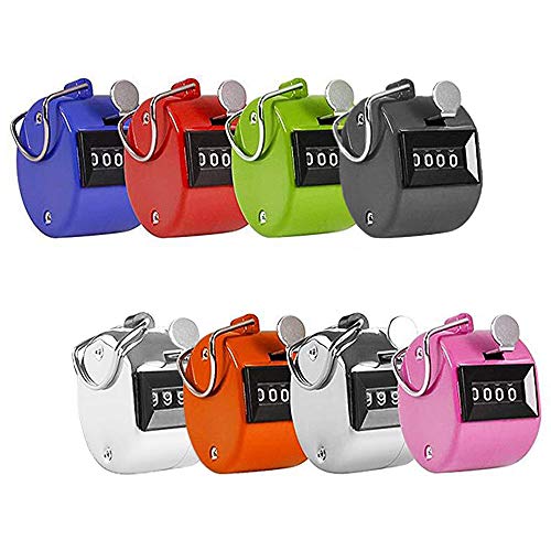 Mano Tally Counter,Stonges 8Pcs Color mano Tally Contador 4u00a0Digit Mecánica de Palm Haga clic Contador Assorted color Hand Held Contador Clicker para deporte/entrenador/caso/escuela/Tren