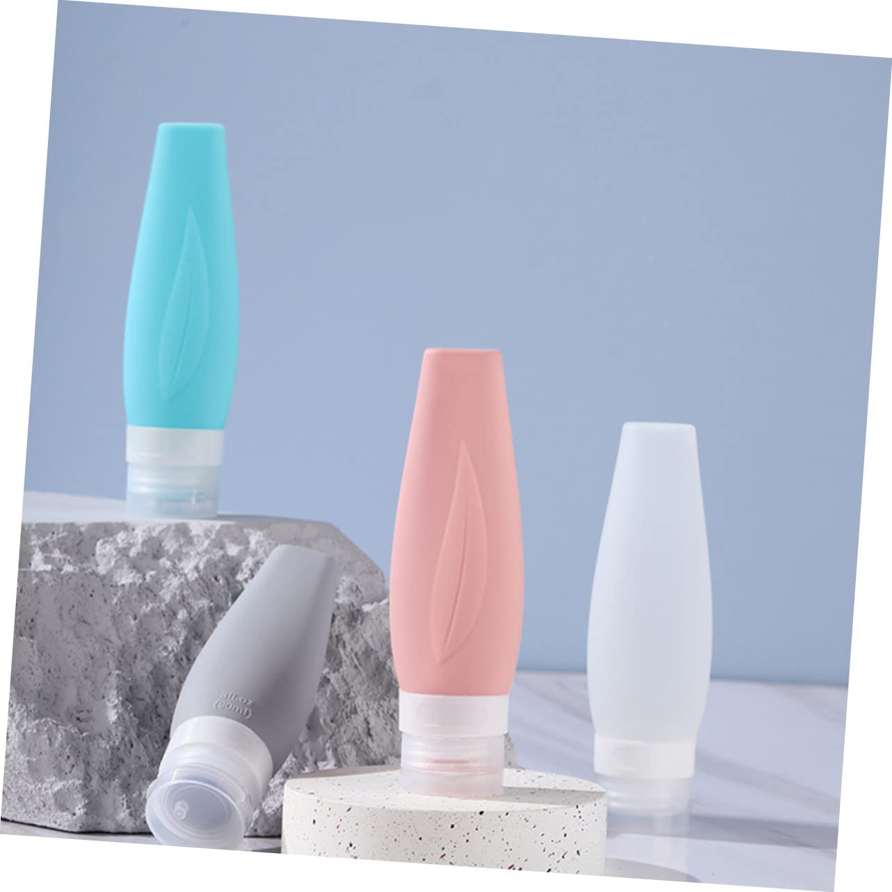 4 piezas Botellas de Silicona Rellenables para Viaje Contenedores de para Cosméticos y Artículos de Tocador