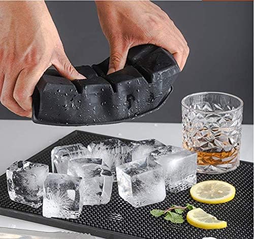 LessMo 2 Pack Ice Cube Trays, XXL Square Ice Cube Freezing Tray with Lid Silicone, Make 16 Giant Ice Cubes, Easy Release Reusable, for Whiskey, Cocktails, Baby Food, Wine, Black