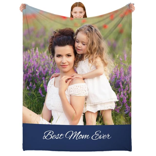 Manta Personalizada con Foto para Mamá, Manta de Sofá Personalizada, Regalo del Día de la Madre de Hija e Hijo, Recuerdo Cálido para Mamá