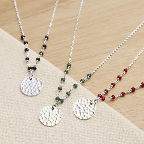 Collier en argent de qualité supérieure avec médaille martelée 15 mm