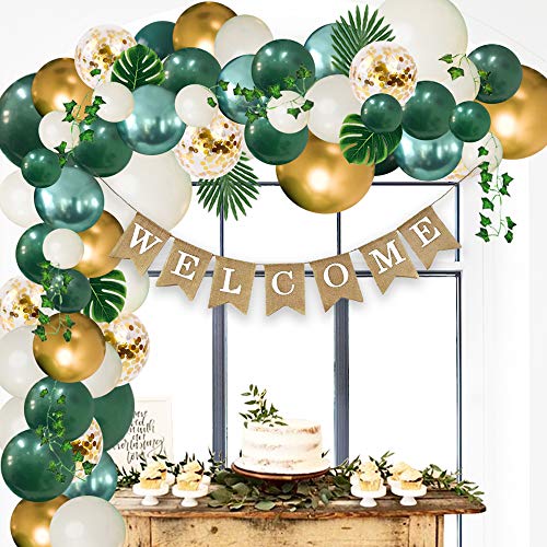 Ola Memoirs Safari Baby Shower Decorations Jungle Theme Party Supplies With Lush Green Balloon Garland Arch Kit Backdrop, Banner, Tropical Palm Leaves, Balloons Strip, Ivy Vines Decor For Boy And Girl #TOP2