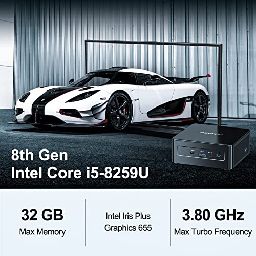 GEEKOM Mini PC, Mini IT8 i5-8259 Mini PC, Windows 11 Pro Desktop PC(bis zu 3,8 GHz), 512gb SSD 16gb DDR4 Arbeitsrechner, Mini Computer 4K@60Hz | Unterstützt 4 Displays | WiFi5 | BT v4.2 | Heim-/Büro – Bild 5